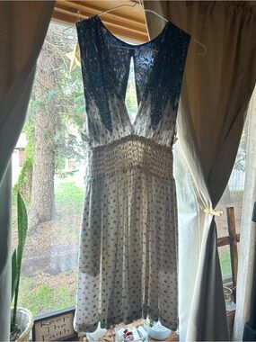 Free People Boho Plunge Smocked Sundress with Deep Pockets M